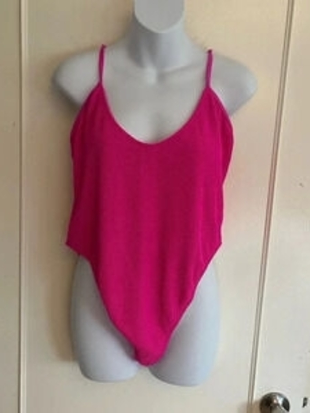 Good American Hot Pink One-Piece Swimsuit with Thin Straps